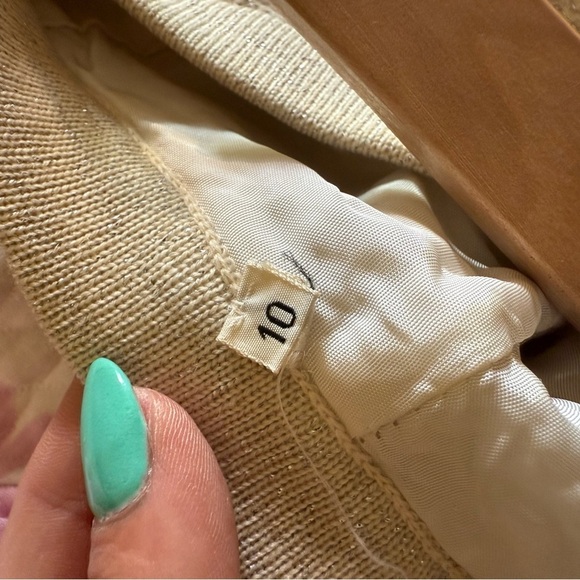 Chic Vintage Brandeis Italian Wool Metallic Knit Sleeveless Sweater Skirt Set - Picture 10 of 14